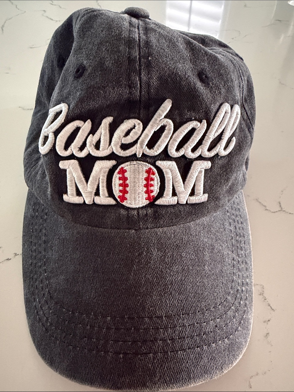 Baseball Mom Embroidered Cap - Gray